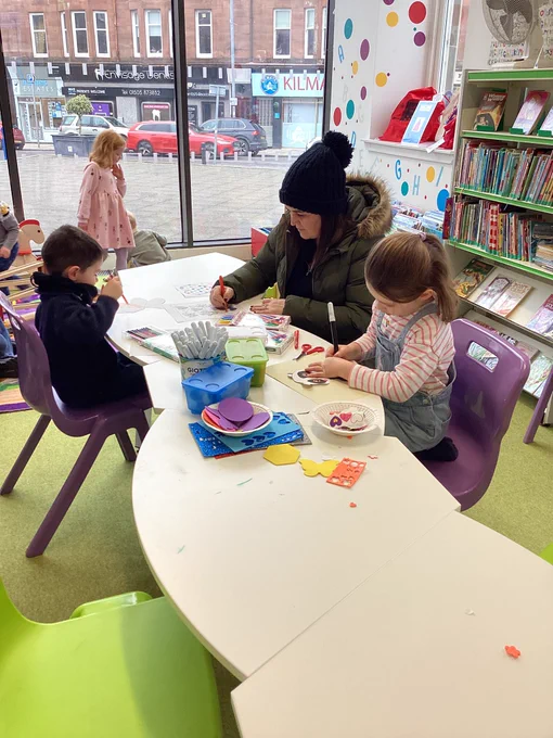 Family doing crafts