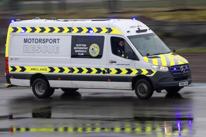 SMMC's new Motorsport Rescue Ambulance on track at Knockhill Racing Circuit