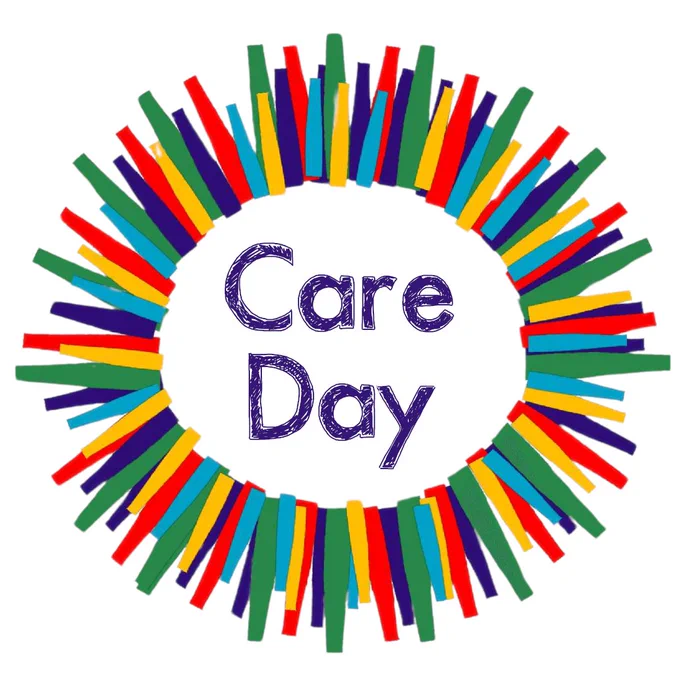 The Care Day logo: a multi-coloured circle, with the words Care Day in purple in the middle.