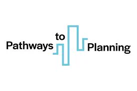 The words Pathways to Planning and the logo of the building which is a blue outline of a building 
