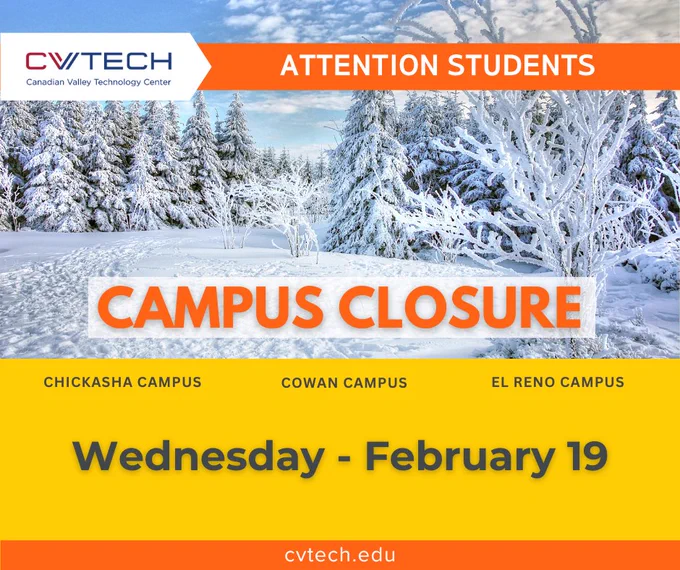 campus closers: Wednesday, February 19.