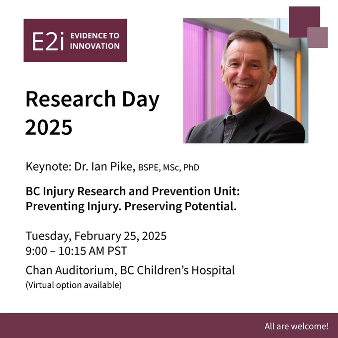 Poster for Dr. Ian Pike's keynote at E2i Research Day 2025