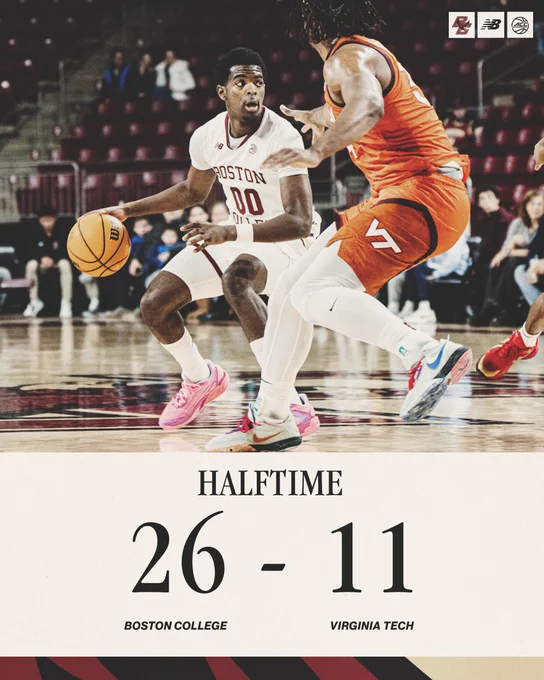 Halftime: Boston College 26, Virginia Tech 11