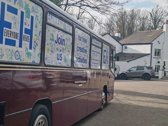 Our Spark Bus parked up outside the bus