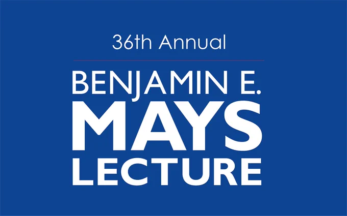 Benjamin E. Mays Lecture logo on a blue background