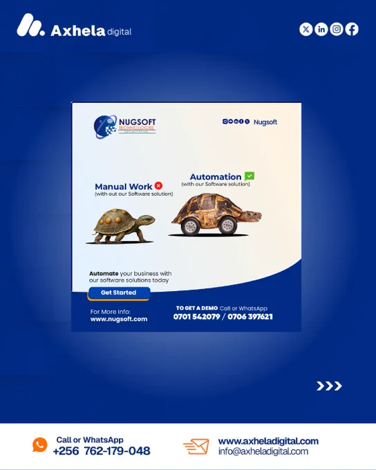 Establish Your #OnlinePresence with Clean and Ready-to-Sale #GraphicsDesigns, Images, and Videos to ensure you grow your business. Check out our latest work for Nugsoft Technologies!

DM now we start on them.

Call: 0762490248 
visit :axheladigital.com 

Our pricing is very affordable. 
#AxhelaDigitalAgency #OnlineMarketing