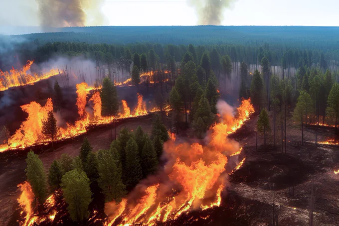 A forest fire. Stock photo