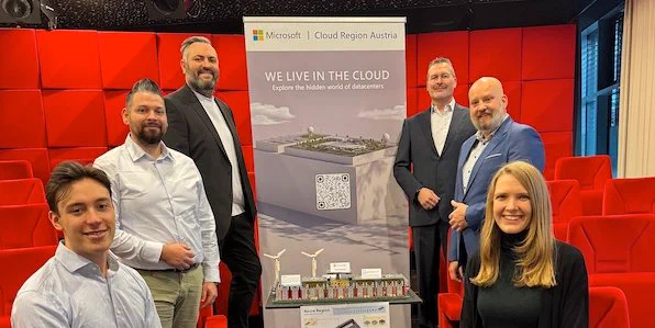 v.l.n.r. Niklas Gröbl (Focus Sales Manager AZURE),

Daniel Pajkin (Head of Software, Consumptional & IoT) und

Drazen Nikolic (Solution Architect AZURE) von ALSO Austria,

Florian Slezak (Cloud Region Lead Microsoft Österreich)

Martin Poglin (Chief Customer Officer ALSO Austria) und

Franziska Eurich (Partner Development Managerin 