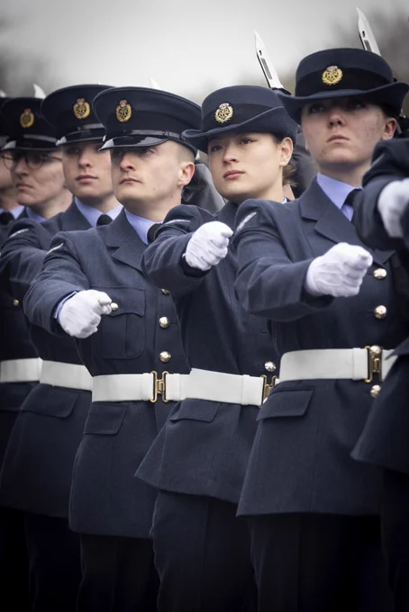 Some recruits of Pearson intake marching during the parade to signify their completion of the Basic Recruit Training Course and entry in to the Royal Air Force.