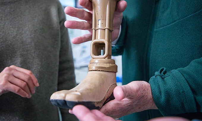 A prosthetic leg.