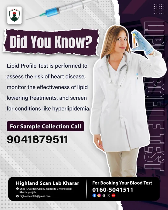 Did you know? A lipid profile test is performed to assess the risk of heart disease, monitor the effectiveness of lipid-lowering treatments, and screen for conditions like hyperlipidemia