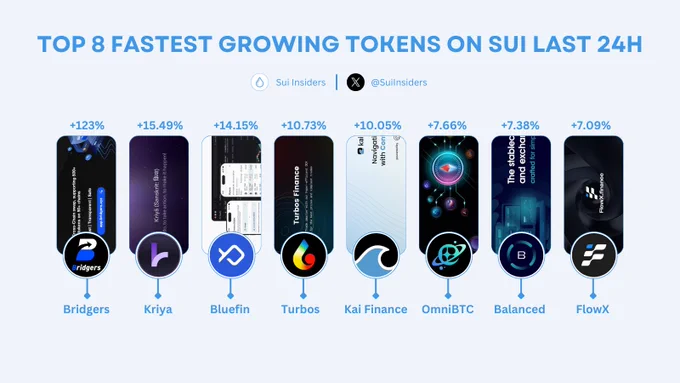 TOP 8 FASTEST GROWING TOKENS ON SUI LAST 24H🚀
