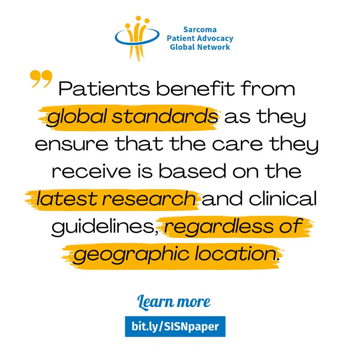 A graphic featuring a quote from the SISN paper that reads; “Patients benefit from global standards as they ensure that the care they receive is based on the latest research and clinical guidelines, regardless of geographic location.”