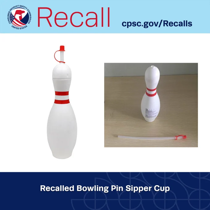 Recalled Bowling Pin Sipper Cup