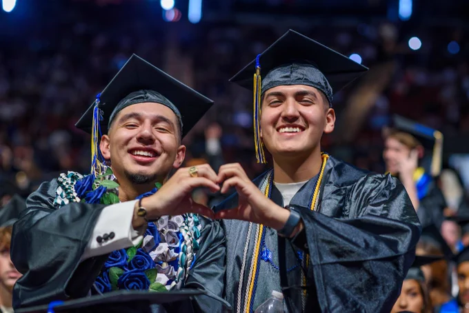 SLCC photo of students celebrating during graduation May 2024