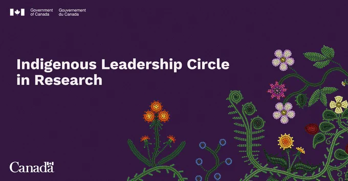 Indigenous Leadership Circle in Research logo on a dark purple background.