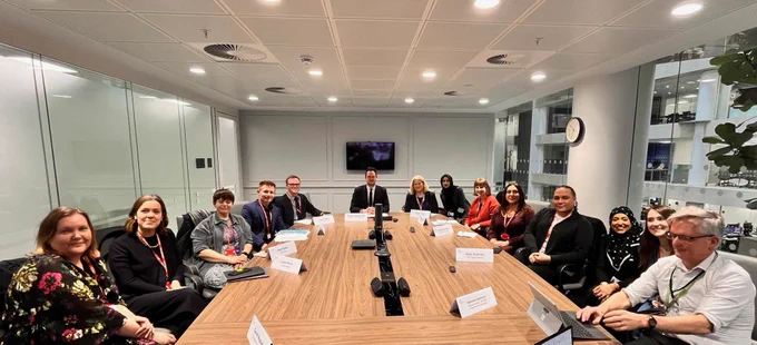 Professionals from Anti-Bullying Alliance, Diana Award, Anne Frank Trust and Diversity Role Models around a table with Minister Morgan.