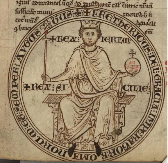 Frederick II Hohenstaufen's seal depicted by chronicler Matthew Paris