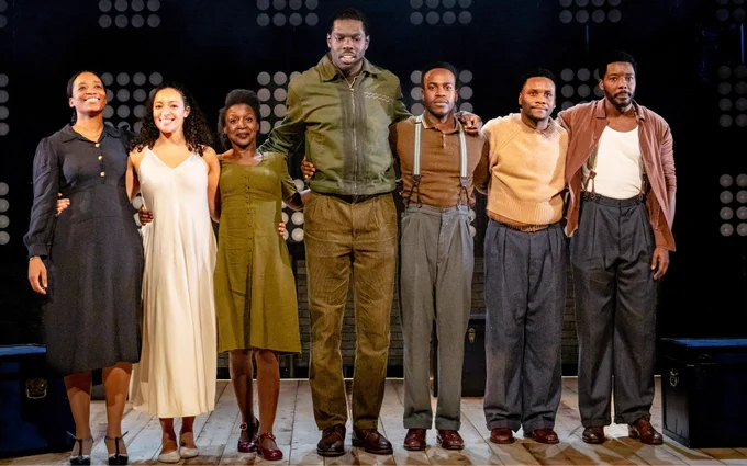 The cast of The Lonely Londoners taking a bow