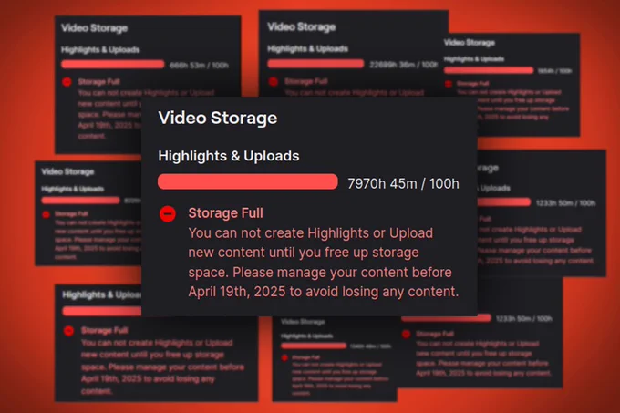 Images of twitch Video Storage overages