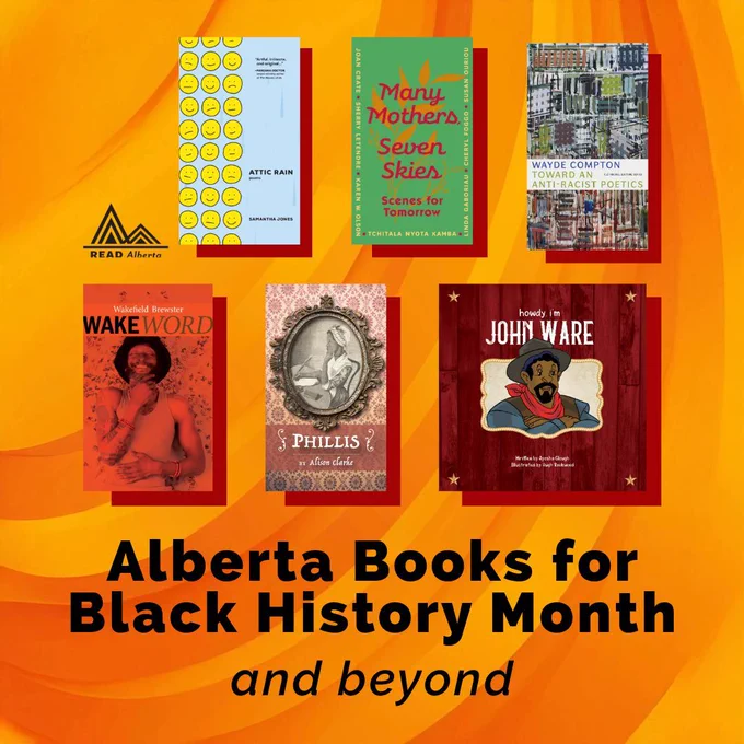 A grid of 6 book covers. Below the book covers is the title "Alberta Books for Black History Month and Beyond". 