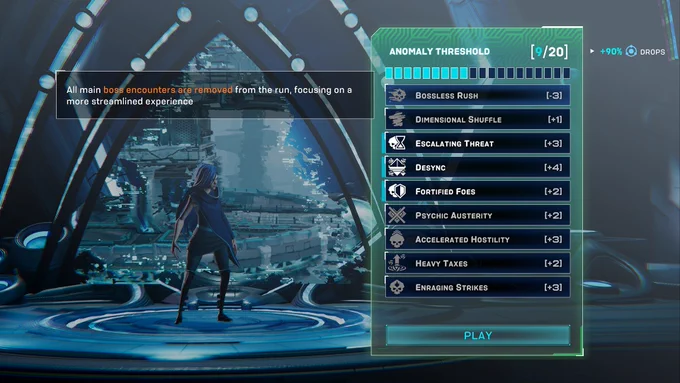 The Anomalies can be turned on in the Citadel, at the same portal you start your run.
To unlock them, you’d first need to activate any one of the world harmonizers (beat Extant Decay, Steward One or the Ewer Eminence).

Even if you don’t complete the run, you’ll still earn bonus Orbs and Chips for braving these heightened perils.
