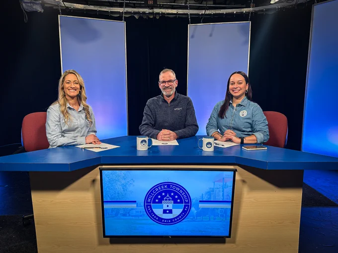 VNET's Brian Marshall on the set of the Millcreek Government Channel for an interview with Millcreek Township. 