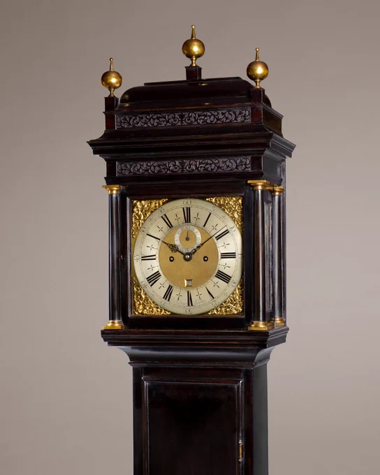 ⏳✨ Richard Street, London 1705 – A Rare Queen Anne Ebonised Longcase Clock ✨⏳

A magnificent 8-day longcase clock by esteemed clockmaker Richard Street, known for his association with Tompion and his commission for Isaac Newton. This Queen Anne period timepiece features a 12” square brass dial with subsidiary seconds and a calendar aperture.

📍 Inquiries welcome – DM for details!