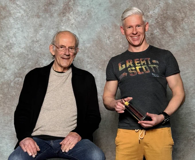 With Christopher Lloyd, most known for his "Doc Brown" role in the "Back To The Future" trilogy.