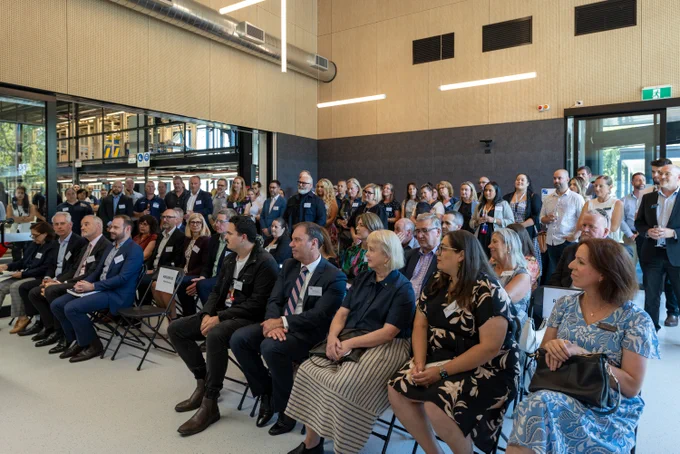 Audience members at the launch of RMIT's Trades Innovation Centre. 