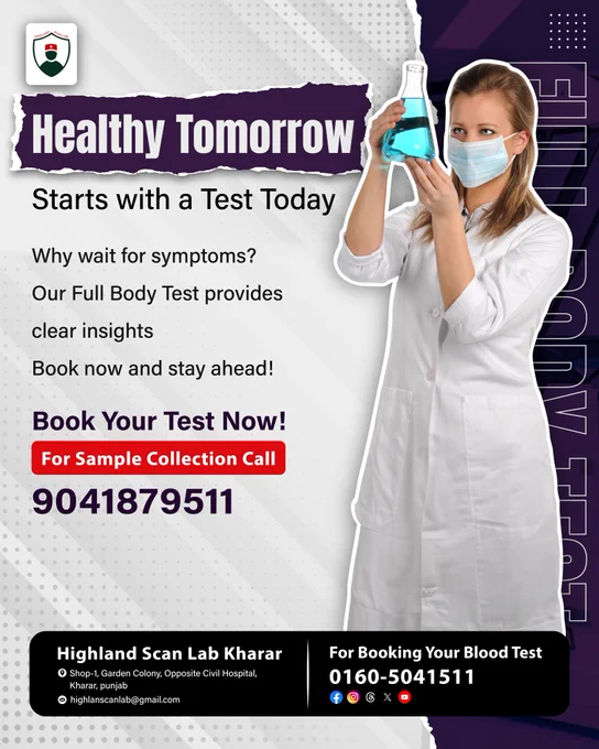 A healthy tomorrow starts with a test today. Get tested with our full body test.