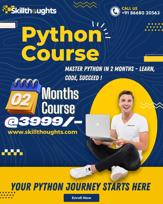python course online by skillthoughts technologies | online python course skillthoughts technologies | python course master python in 2 months learn code succeed 2 months course @3999/- 