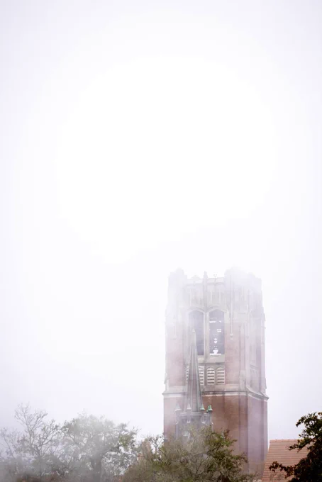 Century Tower peaking through the morning fog