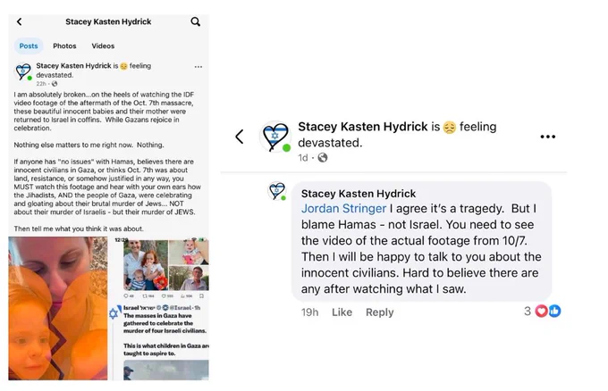 Screenshots of messages posted by Judge Stacey Hydrick on 2/20/25.