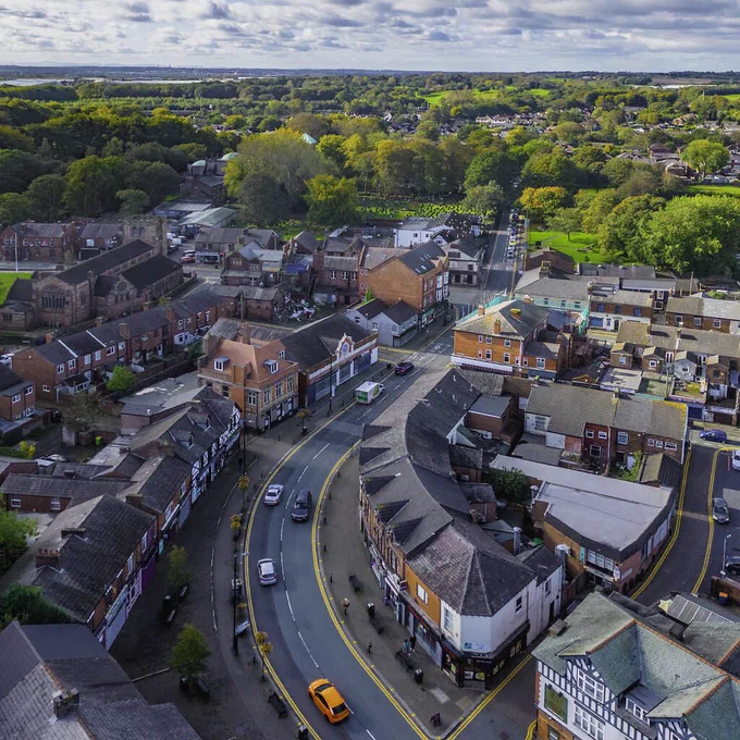 Aerial photo of Ashton town centre