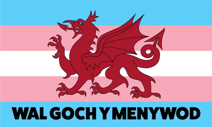 wales trans dragon sticker with wal goch y menywod written on it 