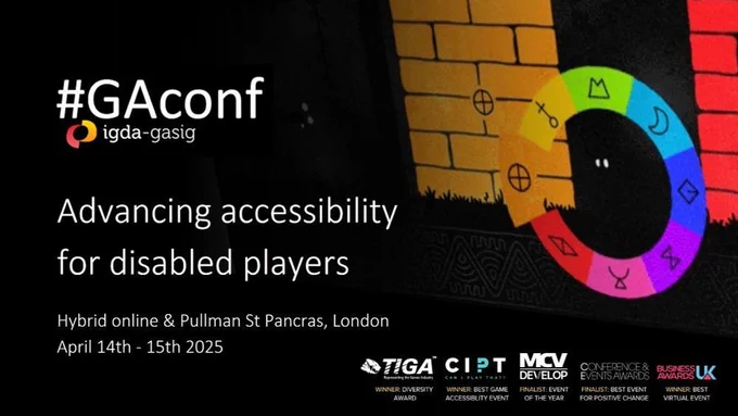 #GAconf, IGDA-GASIG. Advancing accessibility for disabled players. Hybrid online & Redmond, October 28th - 29th 2024
