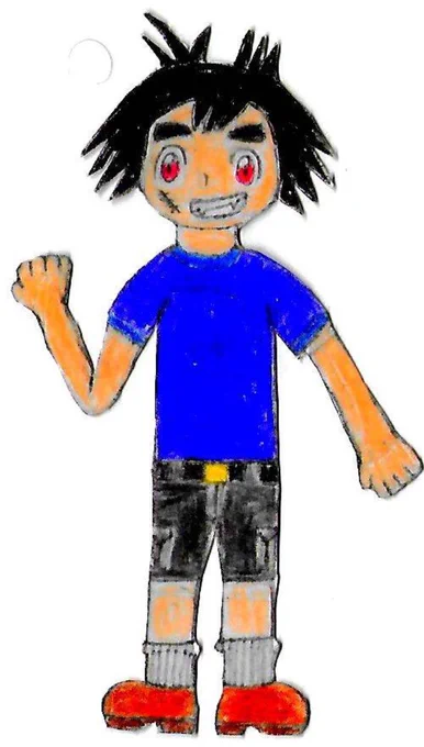 Tyler is based off Ash Ketchum resident Pokemon world champion, it was actually the Pokémon XY and Z anime that got me to take art style in a different direction, Tyler is basically quota generic protagonist he's cool, he is helpful, nice, and willing to do anything for his friends. I gave him a scar and fangs to make him seem more feral, but he's a nice boy, I created Tyler and Brianna as a pair but they are not a couple as their relationship could be described as one sided