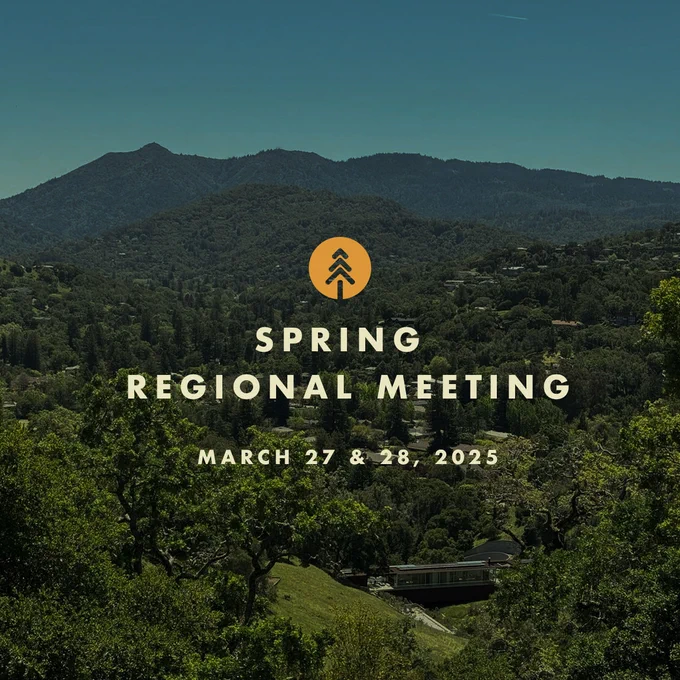 Photo of the Marin mountains with Task Force’s icon and onscreen text that reads, “Spring Regional Meeting March 27 & 28, 2025.”