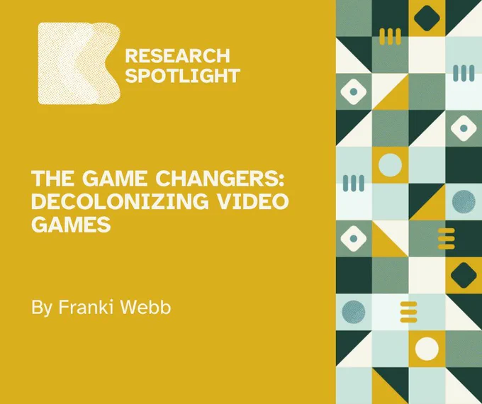 Mustard flyer with white lettering that reads "The Game Changers: Decolonizing Video Games by Franki Webb"