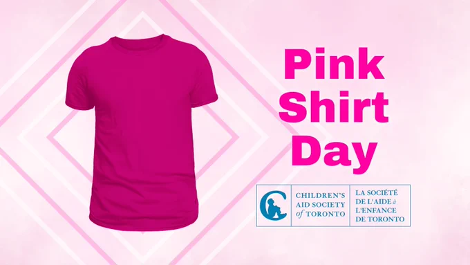A pink t-shirt with Pink Shirt Day in text and the CAST logo