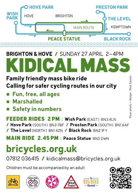 Kidical Mass flyer with tube map style guide.