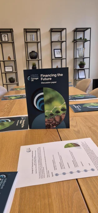 Carnegie UK's new Financing the Future discussion paper is shown on the table at Mackintosh at the Willow in Glasgow.