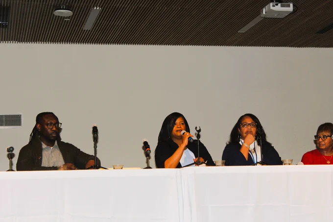 Panelists Dante Studamire, Angela Ward and Sheila Boozer, left to right
