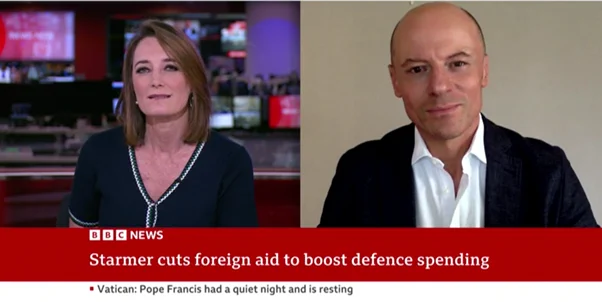 Lucy Hockings and Dr James Ellison on BBC News Now on 26 February 2025.