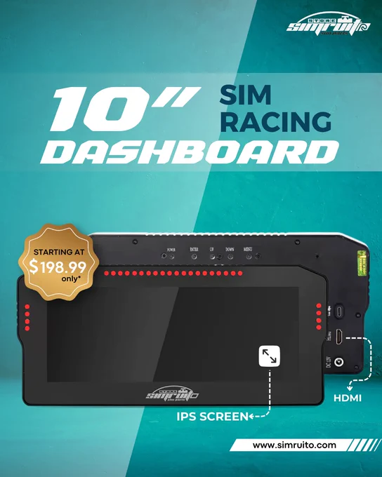 SimRuito 10" hdmi display for professional sim racing experience.