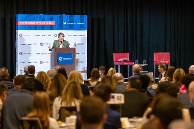 Governor Healey at Boston Chamber event.