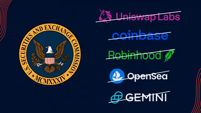 the sec closing investigations into uniswap labs coinbase robinhood opensea and gemini in late February 2025