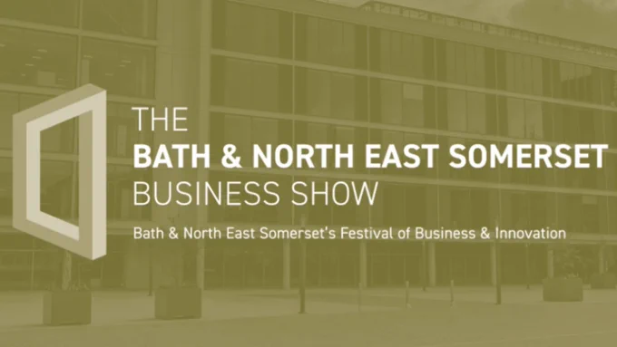 Bath & North East Somerset Show graphic with white writing on a gold background