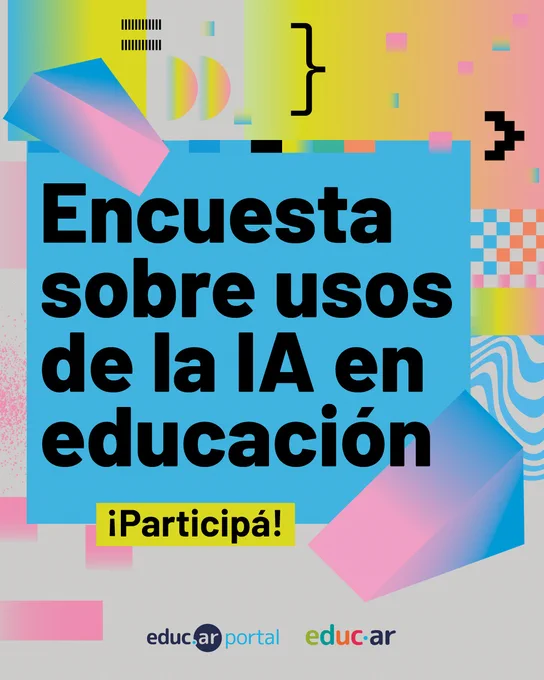 Encuesta sobre usos de la IA en educación. ¡Participá! Logos del portal educ.ar y de Educ.ar SAU.